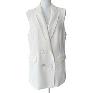 House of Harlow 1960 White Double‎ Breasted Sleeveless Blazer Vest Womens L